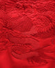 Close-up of the red-on-red dragon embroidery