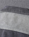 Close-up of the light gray back yoke seam