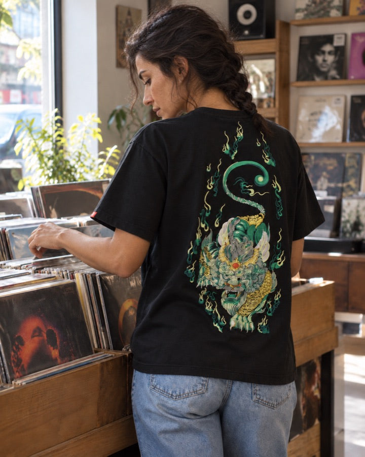 Embroidered Pixiu T-Shirt styled for an everyday setting.